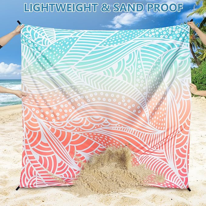 AISPARKY Beach Blanket Waterproof Sandproof Quick Drying Beach Mat Extra Large Outdoor Picnic Blanket for Travel Camping Hiking
