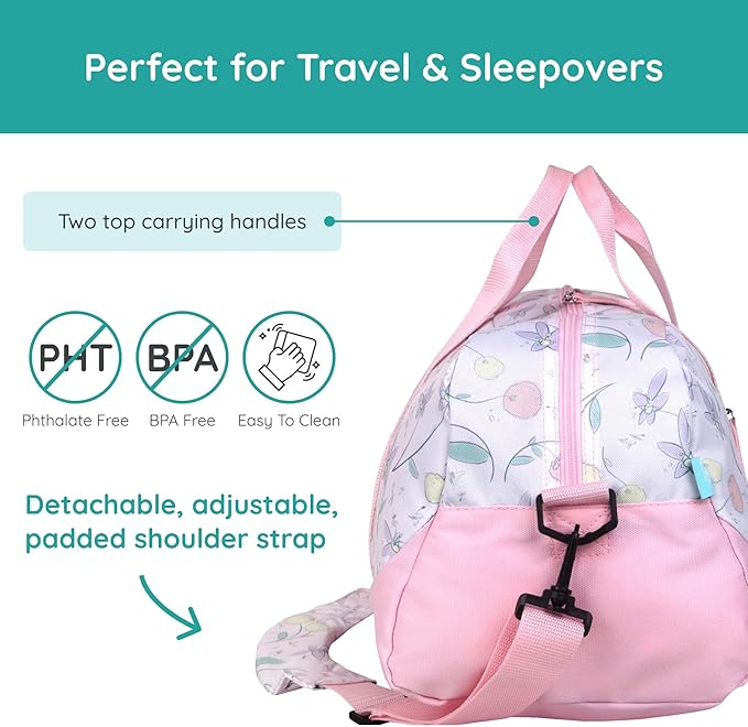 JumpOff Jo by Wildkin Overnighter Duffel Bag – Lightweight Travel Bag for Kids - Fairy Blossom