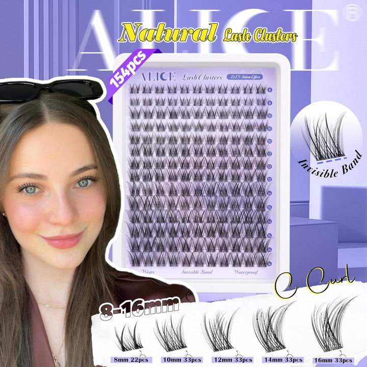 ALICE DIY Natural Lash Clusters | Wispy Anime Cat Eye | 10-16mm, 144 Pcs