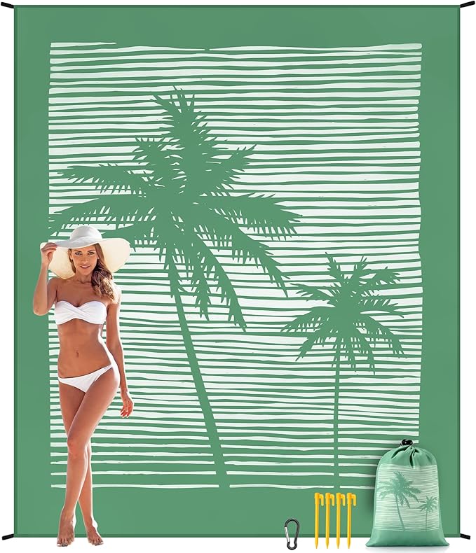 AISPARKY Beach Blanket Waterproof Sandproof Quick Drying Beach Mat Extra Large Outdoor Picnic Blanket for Travel Camping Hiking