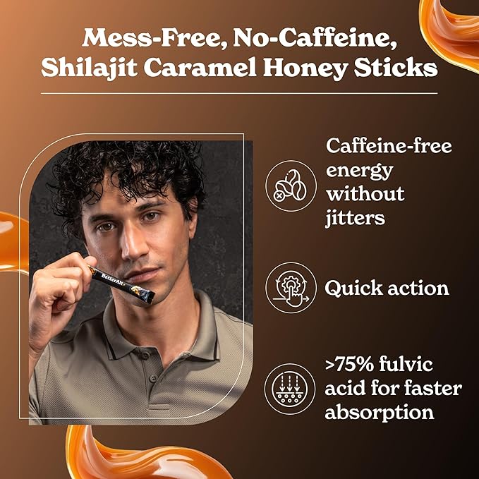 Pure Himalayan Shilajit Caramel Honey Sticks with Organic Honey, Saffron | Easy to Consume Shilajit| 30 Sticks for Energy Boost & Immune Support, 85+ Trace Minerals, 75%+ Fulvic Acid