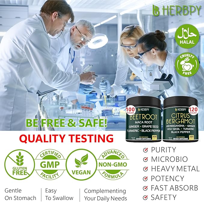 Bundle 6in1 Beet Root Capsules & 6in1 Citrus Bergamot Supplement - Support Restful Night, Heart, Digestion and Immune