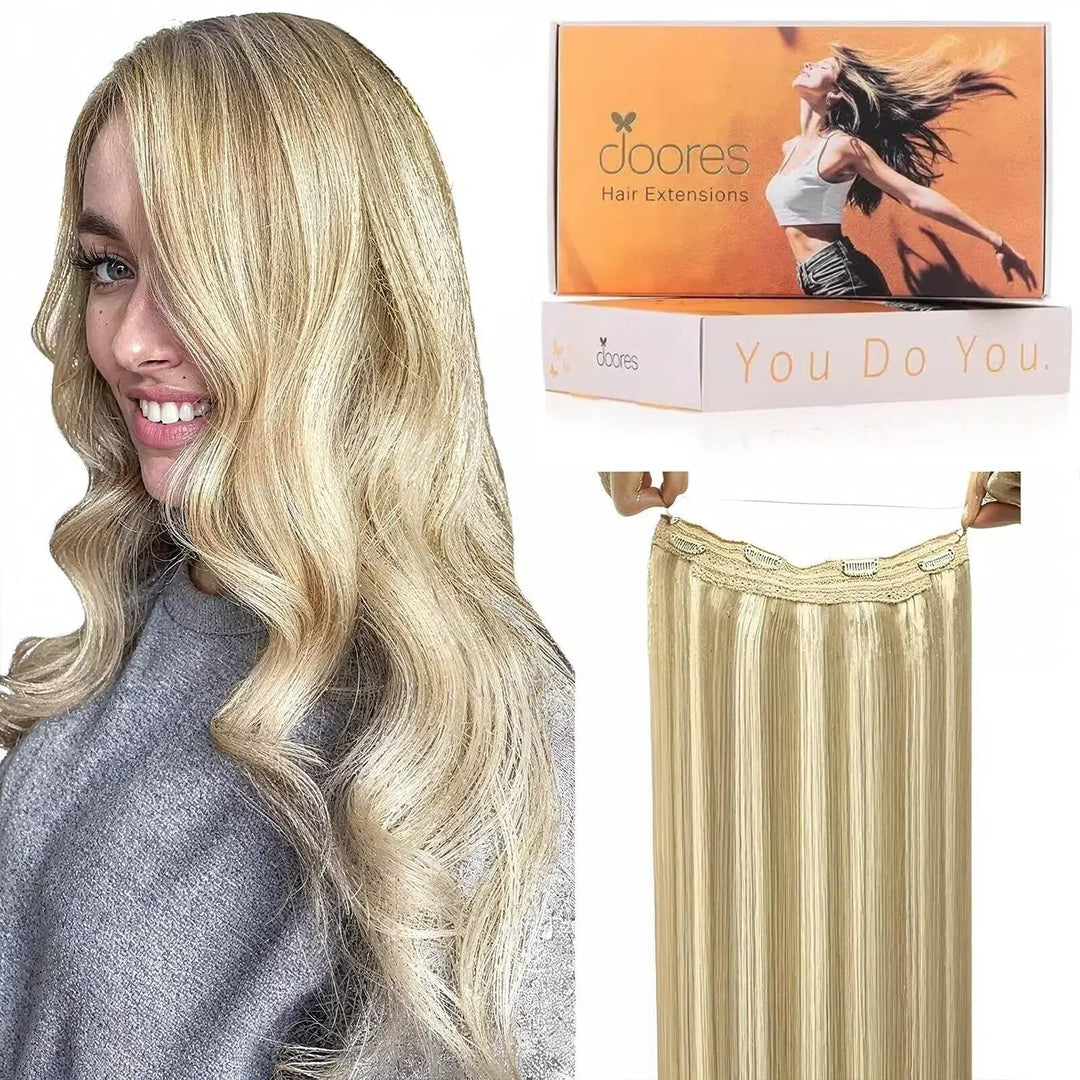 Doores Hair Extensions Remy Human Light Blonde Highlighted Golden Blonde 12 Inch 100 G Wire Hair Extensions Invisible Natural Tr