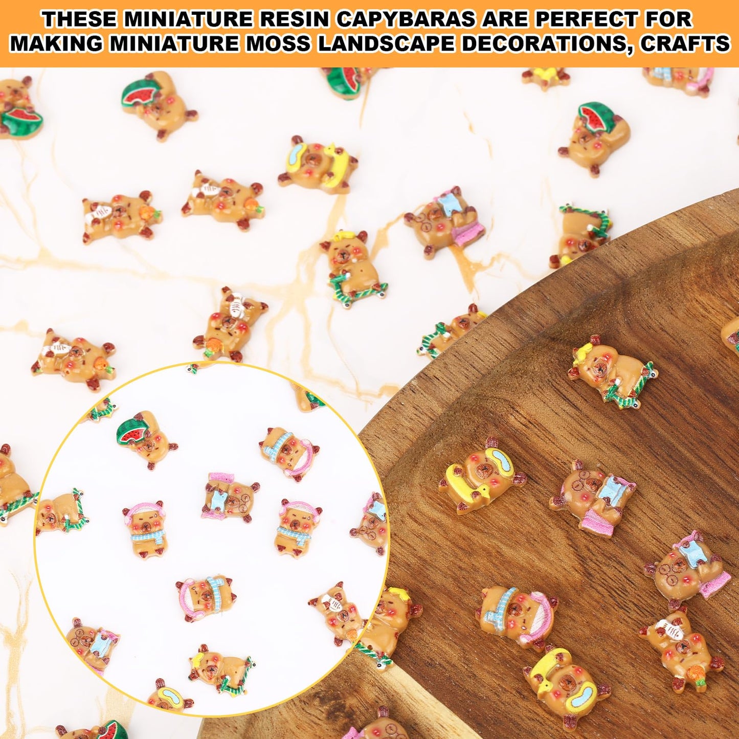 120pcs Mini Capybara Decor, Resin Tiny Capybara Dollhouse Miniatures Resin Animals Miniature Animal Desktop for Dollhouse Micro Landscaping Decoration