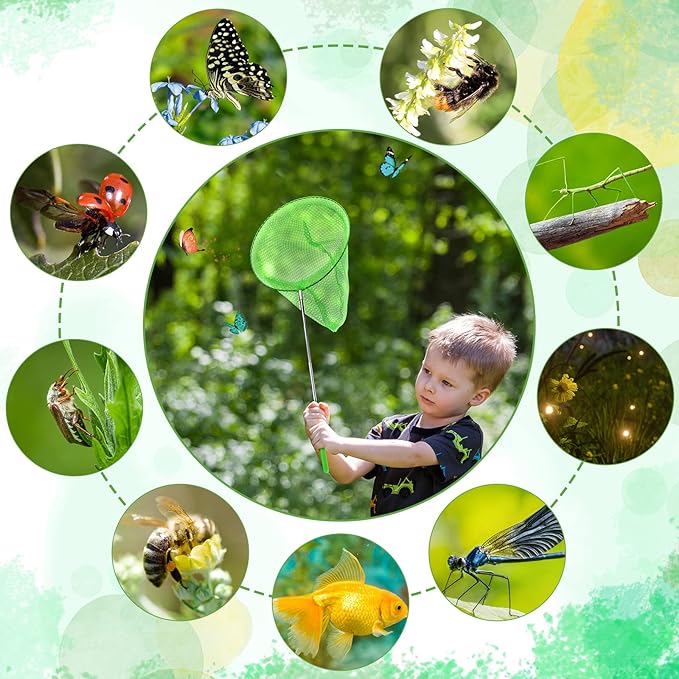24 Pcs Kids Telescopic Butterfly Fishing Nets Insect Net Bug Net Insect Catching Nets Outdoor Tools for Catching Butterfly Insects Bug Fish Ladybird Nets, Extendable from 15 Inch to 34 Inch (Colorful)