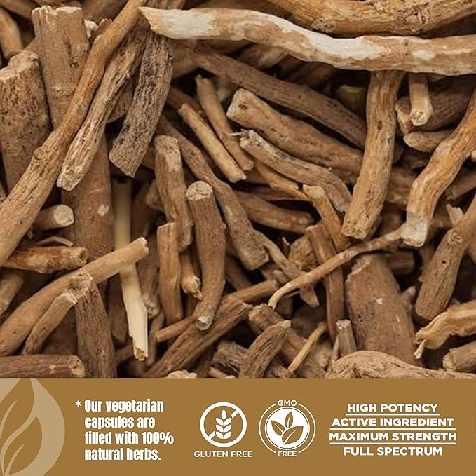 Ashwagandha Capsules Withania Somnifera Withannolides 5% & Alkaloids 1.5% Boost Energy and Performance 60 Vege Capsules 800 Mg Each