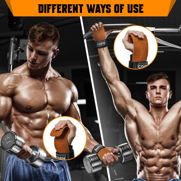 COFIT Wrist Straps for Weightlifting, Workout Wrist Wraps with Dual-Layer Oxford Leather, Enhanced Grip for Optimal Hand and Wrist Protection, Gym Lifting Straps for Deadlift and Powerlifting - Brown