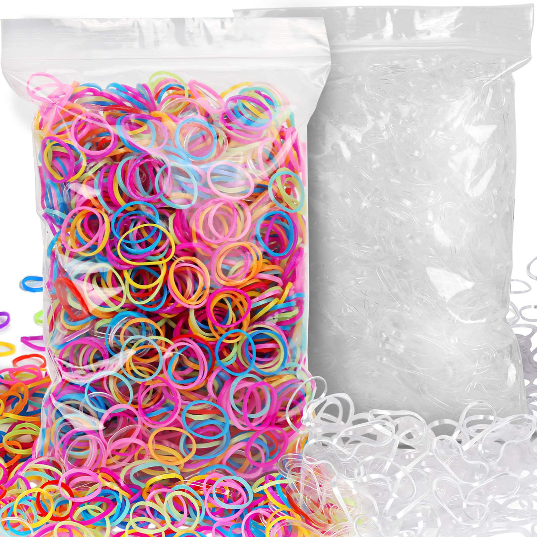 Ygdz 4000Pcs Elastic Hair Bands, Clear Hair Elastics Small Mini Girls Rubber Bands Baby Kids Toddlers Hair Ties(2000Pcs Clear +