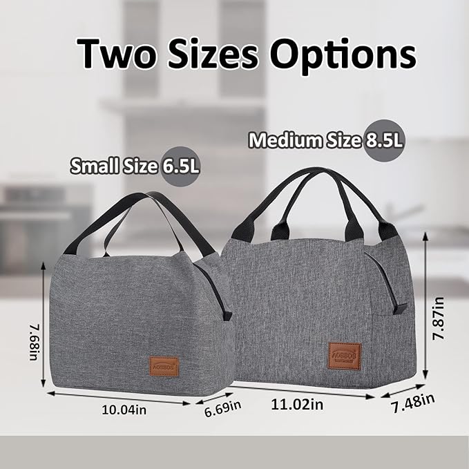 Aosbos Insulated Lunch Bag for Women, Men & Adults - Small Lunch Box, Leakproof Tote Cooler Box for Work/Office/Picnic,loncheras para mujer loncheras para hombres，Gray