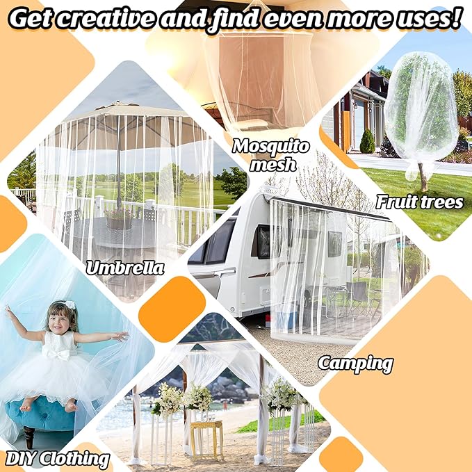 2 Pcs Mosquito Net for Patio - 10Ft x 13Ft for Each Garden Mesh Screen Barrier, Super Dense Patio Netting for Balcony Porch Umbrella Fruit Tree Gazebo Canopy RV Camping, White