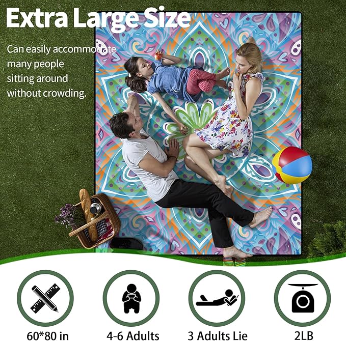 Picnic Blankets 60x80 Outdoor Anti Sand Manta De Playa Ultralight Wide Excersing Matts for Home Camp Quilts for Trailers Camping Essentials Fun Anniversary Retirement Her Friend Sister Gifts