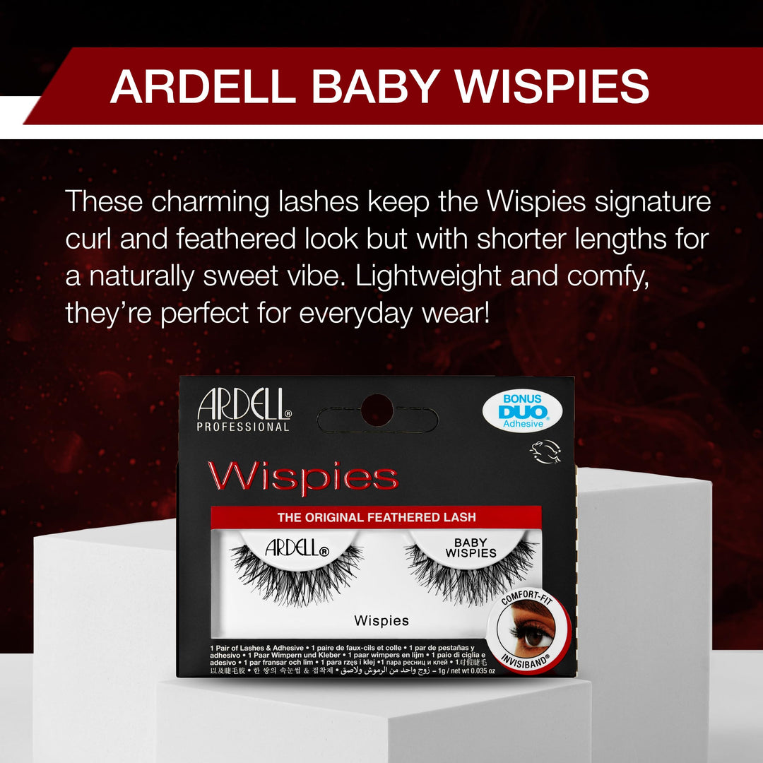 Ardell Baby Wispies False Eyelashes, Lightweight and Handcrafted, with Lash Glue, 1-pack