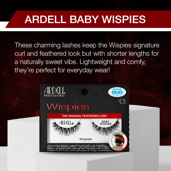 Ardell Baby Wispies False Eyelashes, Lightweight and Handcrafted, with Lash Glue, 1-pack