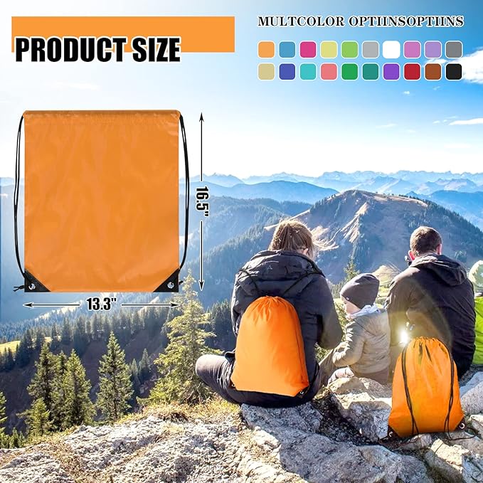 60 Pieces Drawstring Backpack Bulk Cinch Sackpack Ployster Drawstring Bags for Gym Party Trip(Orange)