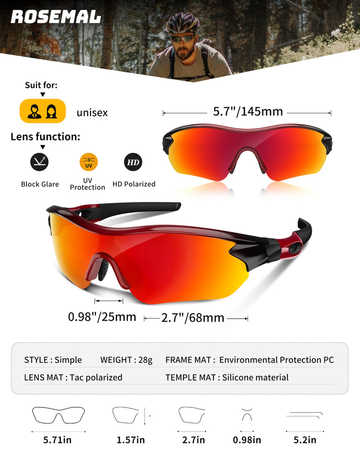 Polarized Sports Sunglasses for Men Women Youth Baseball Running Fishing Tennis Golf Cycling Driving Motor TAC UV400 TR90
