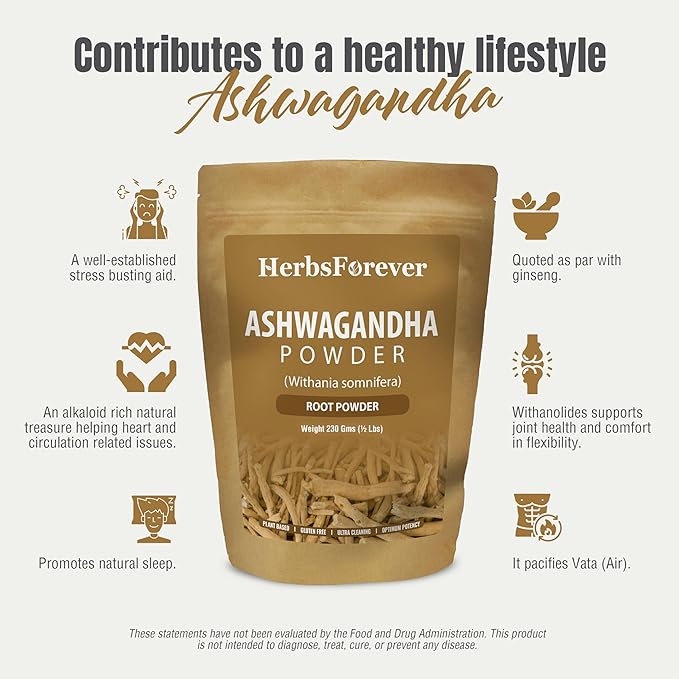 Ashwagandha Powder 230g I Winter Cherry, Non-GMO, Vegan, Gluten-Free I Ayurvedic Stress-Buster Supports Energy Booster, Vitality & Rejuvenator Overall Wellness