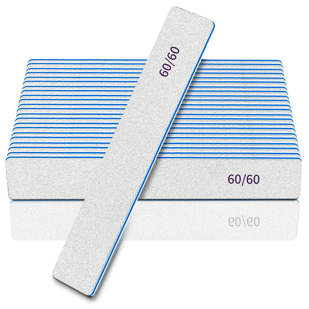 Nail Files-Nail File For Acrylic Nails 12Pcs, 60/60 Grit Nail Files Emery Boards For Acrylic Nails, Jumbo File Washable Thick Pr