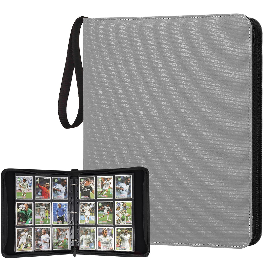 GERMUN 9 Pocket Card Binder, Premium Zip Trading Card Binder, 720 Double Sided Pocket PU Card Collection Binder, Collector Card Album, Card Folder for MTG, TCG, Sports Cards, Game Cards (Grey2)