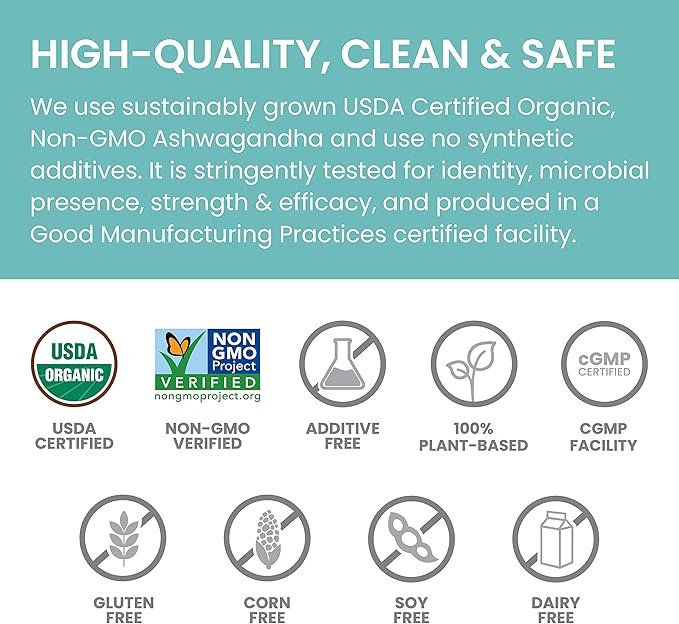 Himalaya Organic Ashwagandha, 90 Day Supply, Herbal Supplement for Stress Relief, Energy Support, Occasional Sleeplessness, USDA Certified Organic, Non-GMO, Vegan, Gluten Free, 670 mg, 90 Caplets