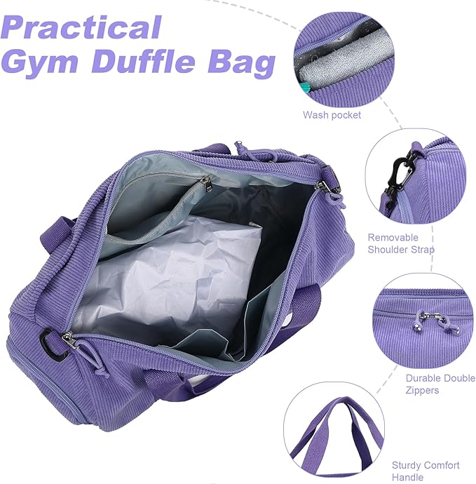 Duffle Bag for Gym Sports Women Girls Workout Travel Bag Weekender with Shoe Compartment and Wet Pocket