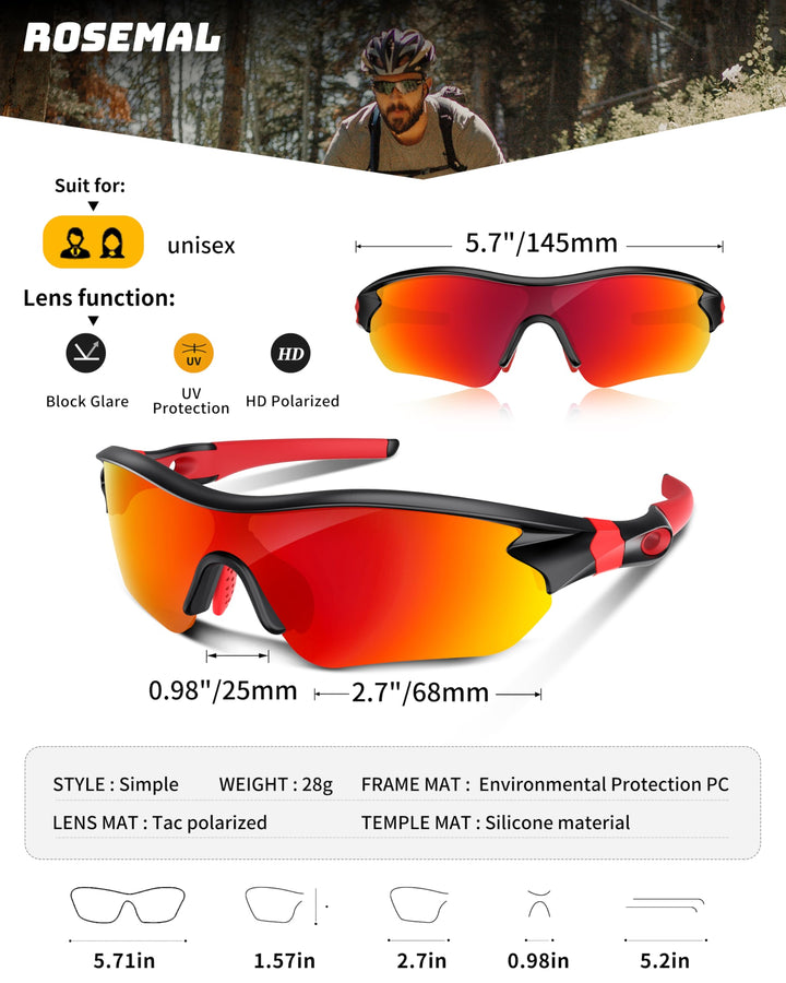 Polarized Sports Sunglasses for Men Women Youth Baseball Running Fishing Tennis Golf Cycling Driving Motor TAC UV400 TR90