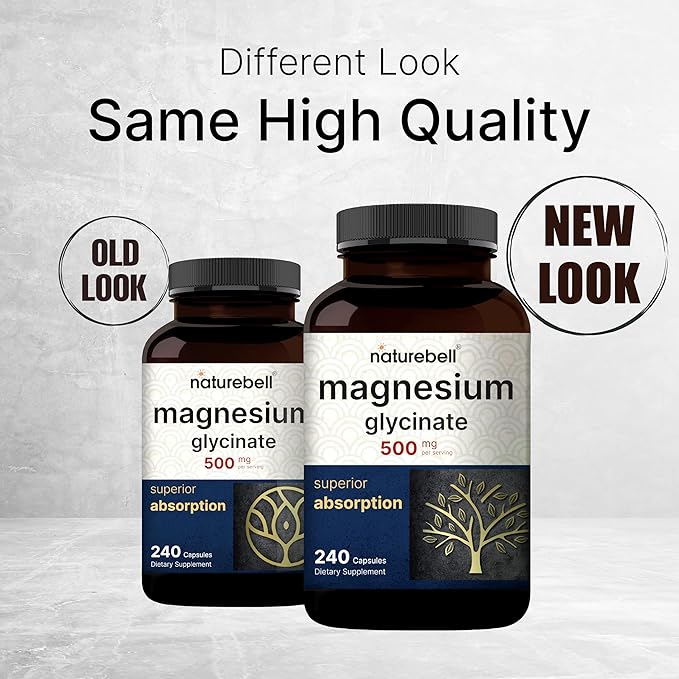Magnesium Glycinate Capsules 500mg | 240 Count | Supplement for Sleep, Heart & Muscle Support | 100% Chelated & Purified, 3rd Party Tested, Non-GMO & Gluten Free