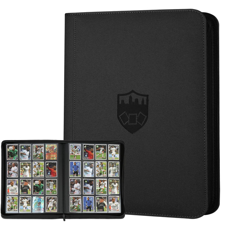 Trading Card Binder 16 Pocket, GERMUN PU Cover Card Binder for 1000+ Cards, Premium Trading Card Holder Folders, Double Sided Pocket Card Album for MTG, TCG (Black)