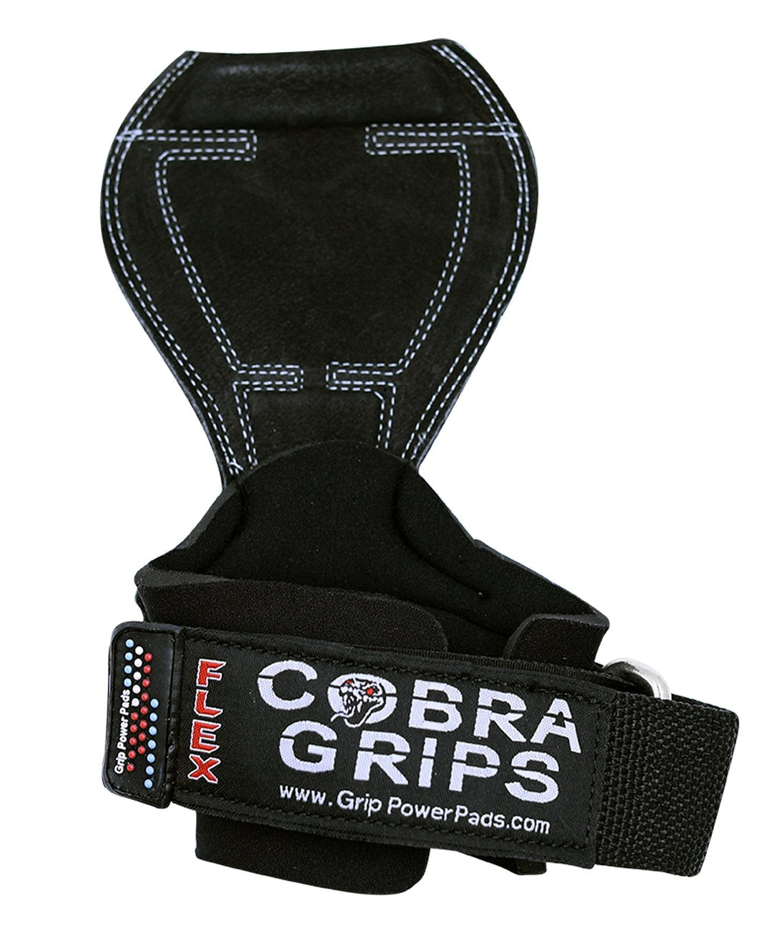2018 Cobra Grips Flex Model Weight Lifting Gloves Heavy Duty Straps Alternative Power Lifting Hooks Best for Deadlifts with Padded Wrist Wrap Support Bodybuilding (Medium, Black Leather)
