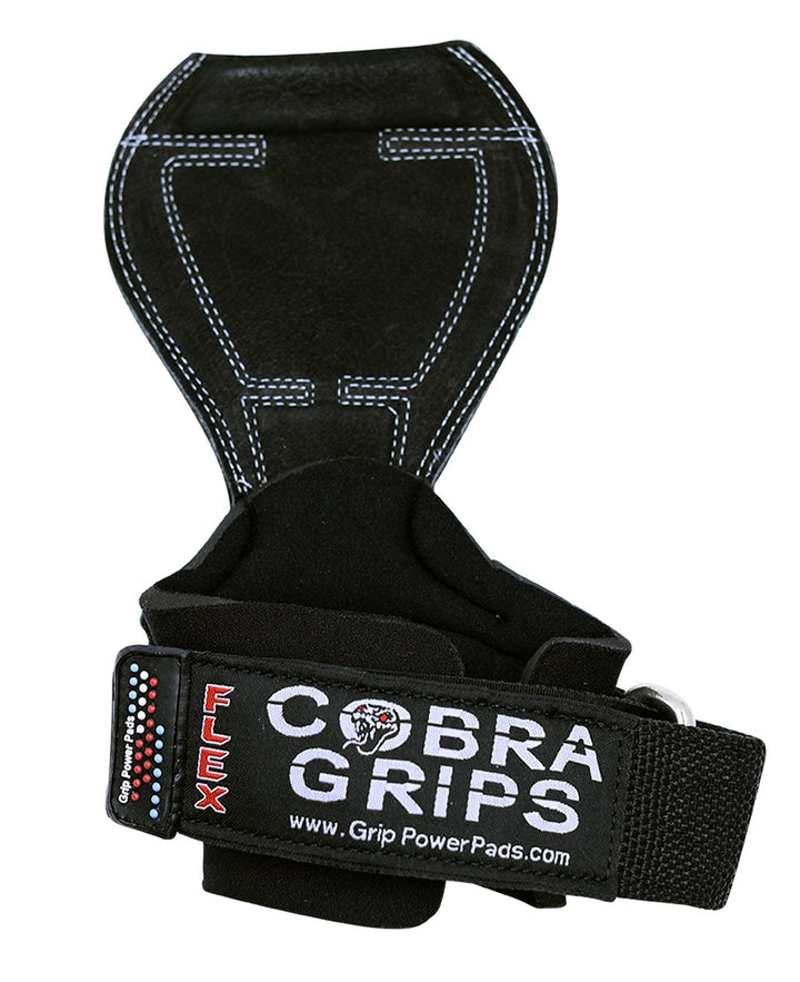 2018 Cobra Grips Flex Model Weight Lifting Gloves Heavy Duty Straps Alternative Power Lifting Hooks Best for Deadlifts with Padded Wrist Wrap Support Bodybuilding (Medium, Black Leather)