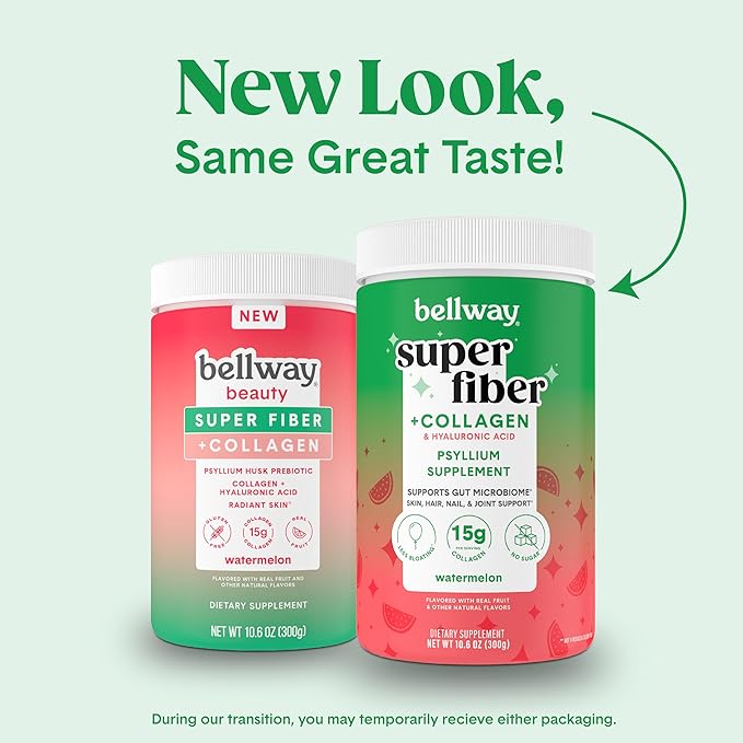 Bellway Super Fiber Powder + Collagen, Watermelon Shaker Bottle Bundle