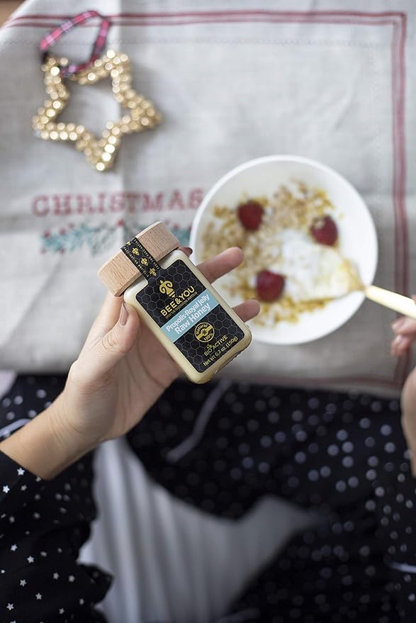 Bee and You Royal Jelly Raw Honey, Propolis Extract, 100% Natural Superfood, Ultra Pure, Immune Support Supplement, Antioxidants, Keto, Paleo, Gluten-Free, 6.7 oz