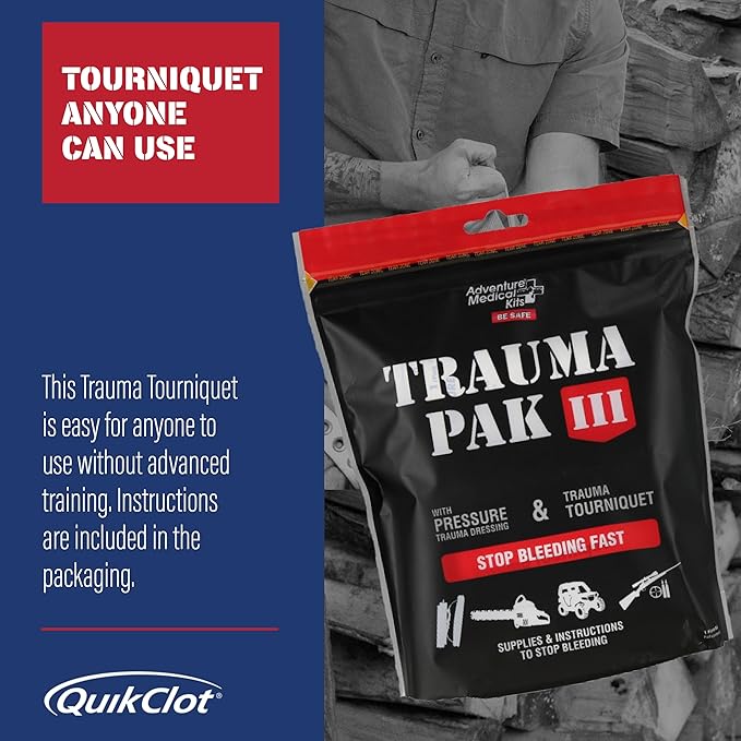 Adventure Medical Kit Trauma Pak III - Medical First Aid Kit - Emergency Trauma Kit with Trauma Bandage, Tourniquet, Trauma Guide & More - Compact First Aid Kit for Wound Care