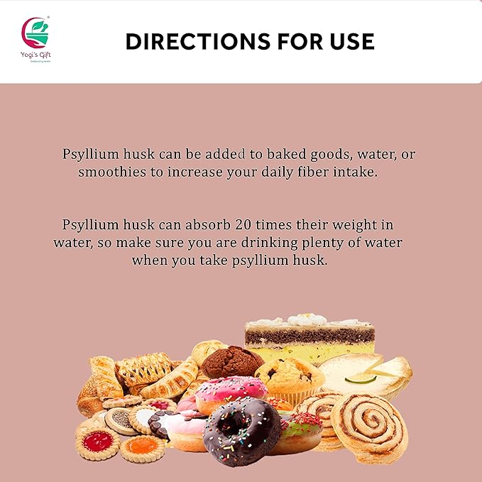 Psyllium Husk Powder 2 lb | 98% Purity | Premium Quality | Use for Baking, Cooking and Beverages | 100% Natural Fine Ground, Non GMO by Yogi's Gift®