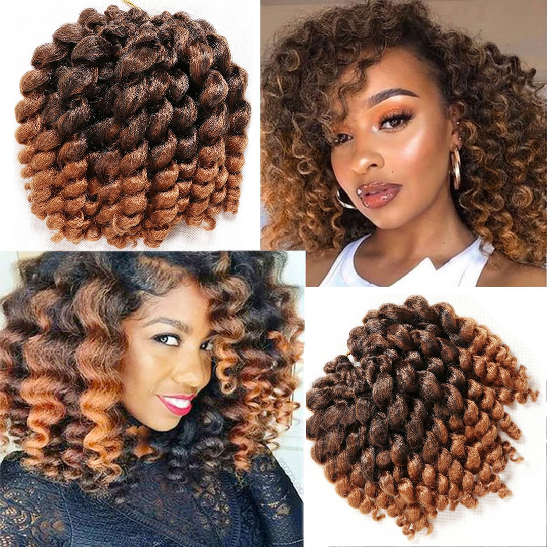Jamaican Bounce Crochet Hair-4 Packs Deal 8 Inch 22Roots Jumpy Wand Curl Crochet Hair Curly Crochet Hair For Black Women (8 Inch