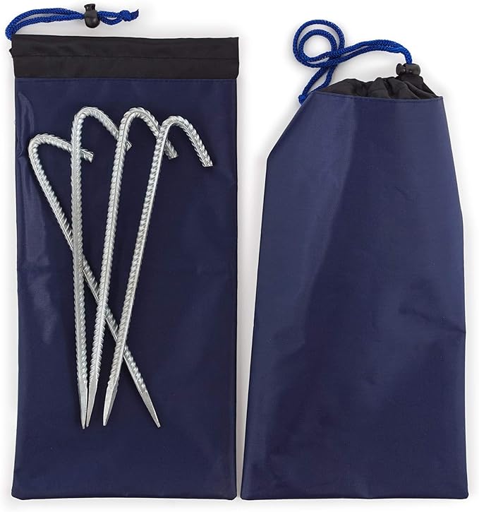 Bag Camping Tent Stakes Heavy Duty Dark Blue Nylon Sack Waterproof Pocket Ditty Camp Accesorries Storage Peg Bag