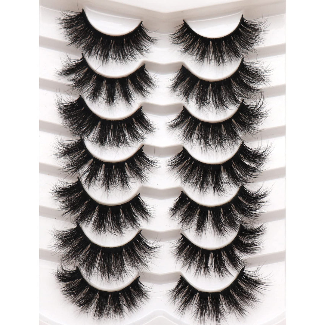 Fyonas False Eyelashes Pack 20Mm Super Fluffy 6D Faux Mink Lashes Soft Long Dramatic Luxury Volume Eye Lashes 7 Pairs Pack