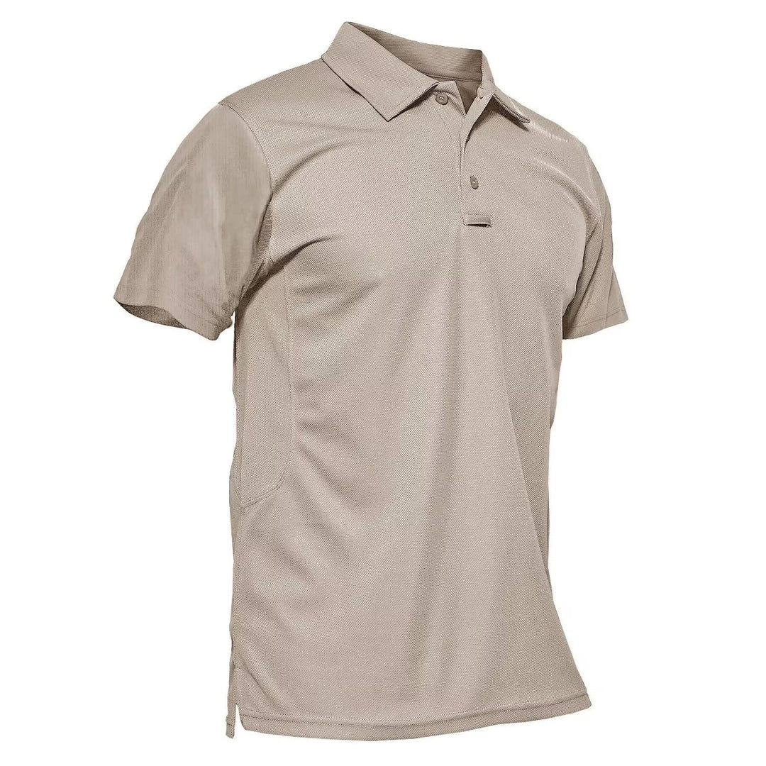 MAGCOMSEN Mens Tactical Polo Shirts Short Sleeve Outdoor Dry Fit Polo Shirt Work T Shirt Khaki S