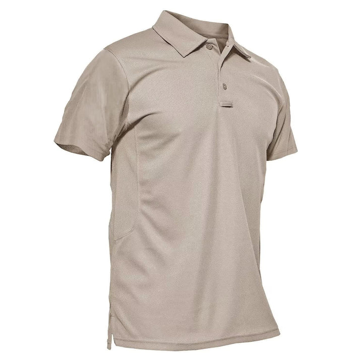 MAGCOMSEN Mens Tactical Polo Shirts Short Sleeve Outdoor Dry Fit Polo Shirt Work T Shirt Khaki S
