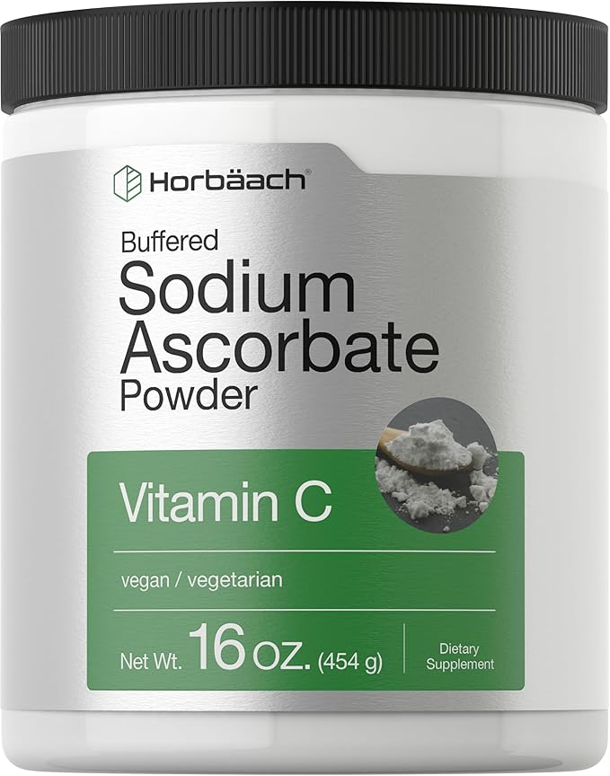 Horbäach Buffered Sodium Ascorbate Vitamin C Powder | 16 oz | Vegan, Non-GMO, and Gluten Free Supplement