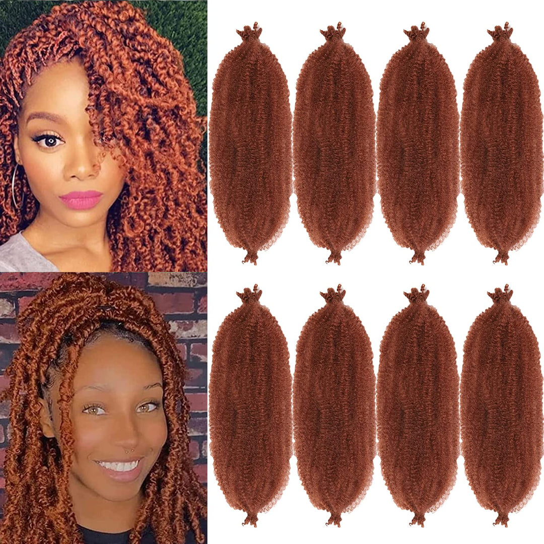 8 Packs Springy Afro Twist Hair 14 Inch Pre-Separated Kinky Marley Twist Braiding Hair Soft Crochet For Distressed Faux Locs Spr