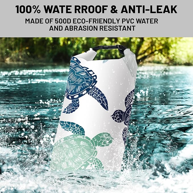Waterproof Dry Bag,Roll Top Sea Turtle Small Waterproof Backpack 5L/10L/20L Floating and Lightweight Bags for Kayaking, Boating, Fishing, Swimming and Camping
