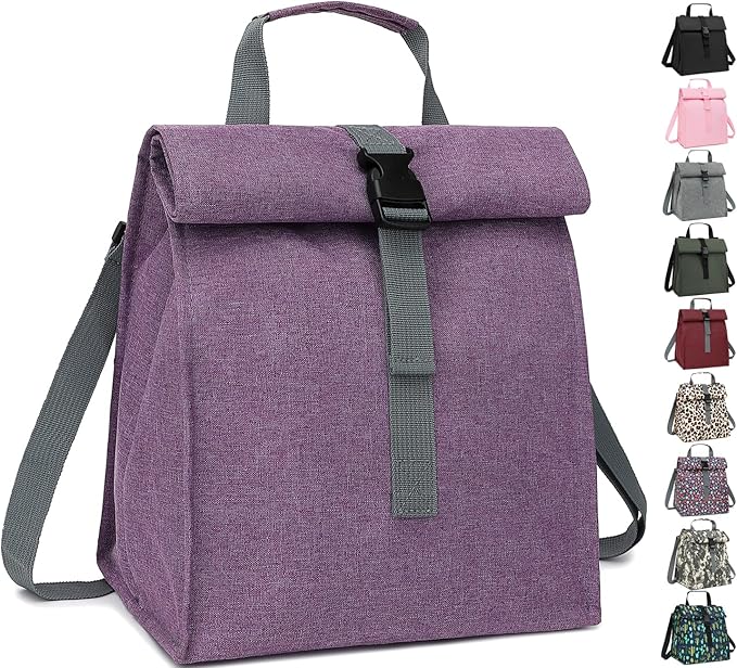 Unisex Insulated Lunch Bag, Purple, 8.8" x 6" x 9"