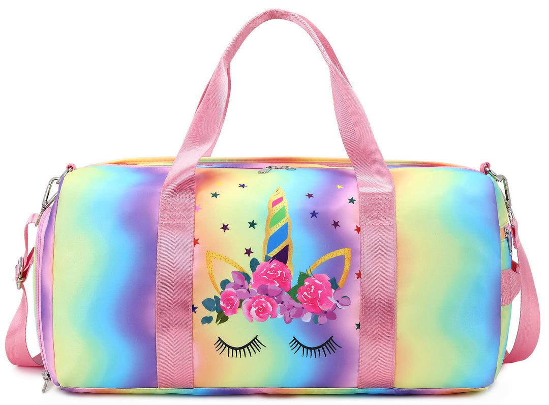 BLUBOON Duffle Bag Girls Kids Cute Gym Bag with Shoes Compartment & Wet Separation Waterproof Sports Overnight Travel Bag Dance Bag