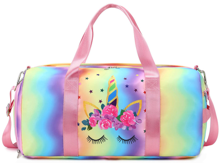 BLUBOON Duffle Bag Girls Kids Cute Gym Bag with Shoes Compartment & Wet Separation Waterproof Sports Overnight Travel Bag Dance Bag