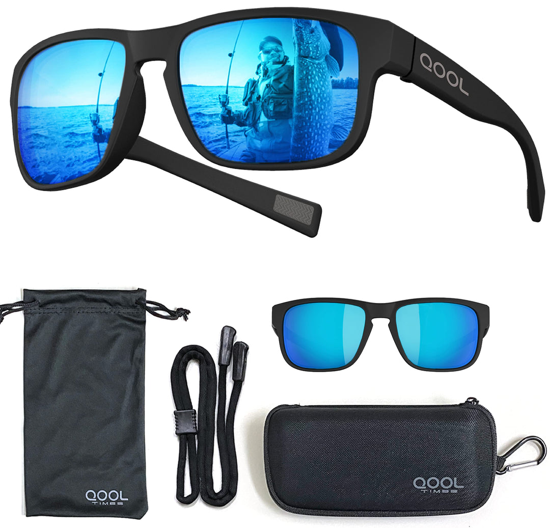 QOOL TIMES Living out your F11 HD Polarized Blue lens Casual sport Sunglasses Men Women Running
