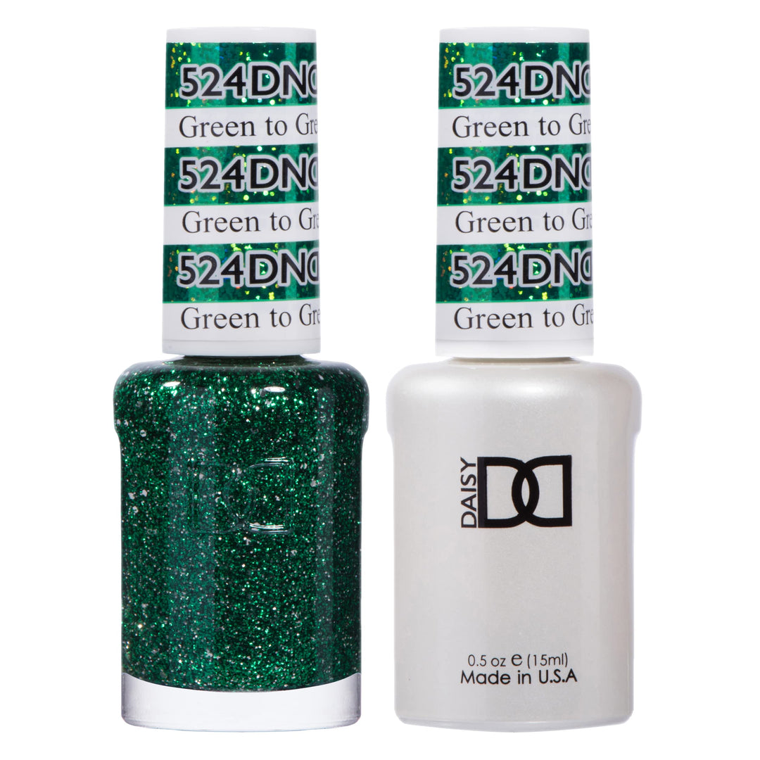 DND Gel Polish Set, Green Collection, UV/LED Gel Polish and Air Dry Nail Lacquer, Matching Chip-Free Polish Duo, 524 Green To Green, 0.5 Fl Oz