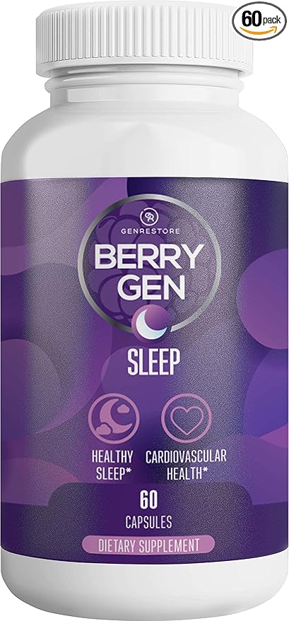 Berry Gen: Sleep Aid Supplement with Melatonin and Vitamin B6-60 Capsules - Natural Formula - Supports Heart Health and Helps Deeper, Restful Sleeping - Made in The USA