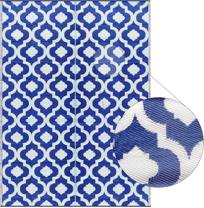 BalajeesUSA Outdoor Rug - 5x7 feet, Multi Color, Reversible, Portable, for Camping picnic, Waterproof, Plastic straw patio rugs, RV camper mat 477