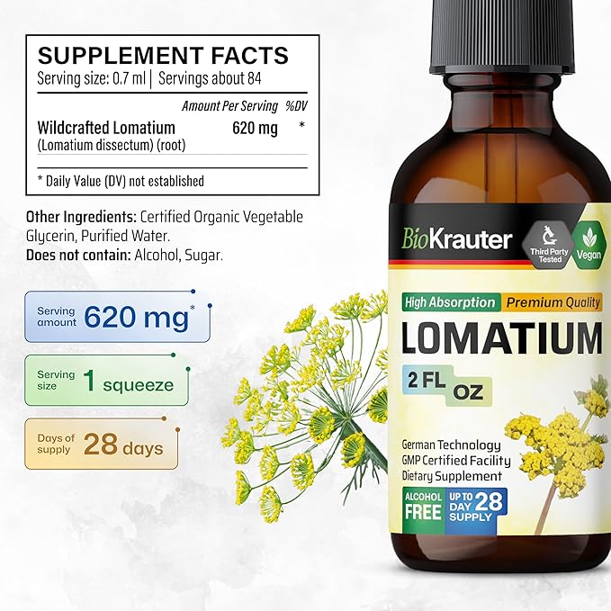BIO KRAUTER Lomatium Tincture 2 Fl. Oz. & Cordyceps Tincture 4 Fl. Oz.