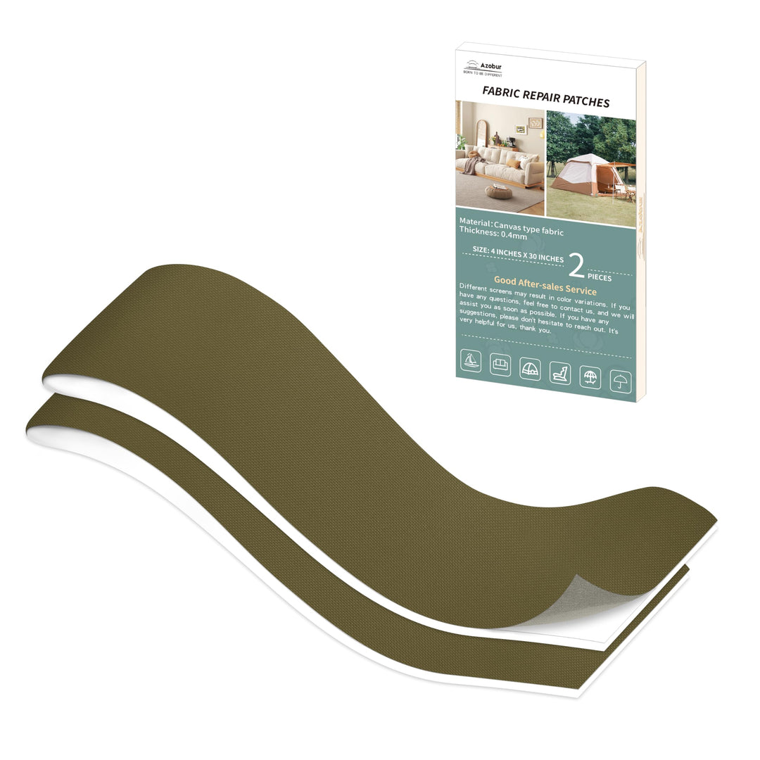 Azobur 2 Pieces Waterproof Extra Large Canvas Repair Tape, Boat Cover Repair Kit, Tent Repair Tape, Pop Up Canvas Repair Kit, Suitable for Various Fabric Repair (Light Brown)